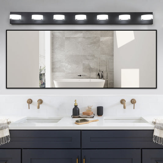 Modern LED Vanity Light Fixture 7-6-5-4-Light Black Bathroom Wall Sconce Dimmable - okeli lights