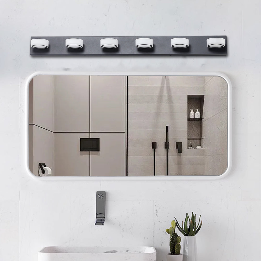 Modern LED Vanity Light Fixture 7-6-5-4-Light Black Bathroom Wall Sconce Dimmable - okeli lights