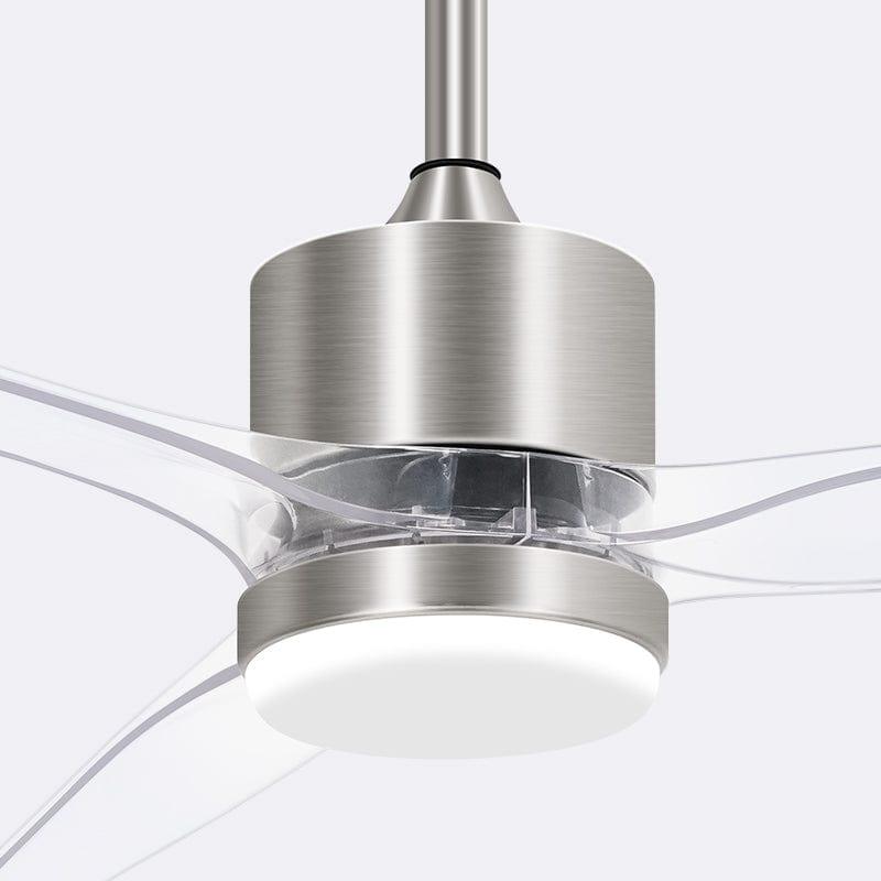 OKELI Clear Fan Blades Ceiling Fan with Light, 52 Inch Brushed Nickel Transparent Ceiling Fans 3 Reversible Blade - okeli lights