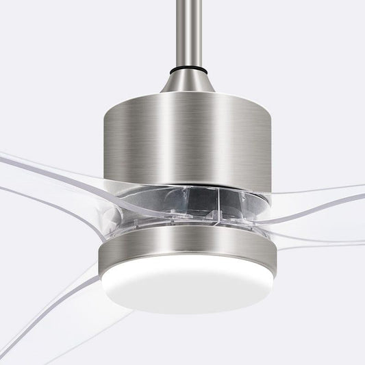 OKELI Clear Fan Blades Ceiling Fan with Light, 52 Inch Brushed Nickel Transparent Ceiling Fans 3 Reversible Blade - okeli lights