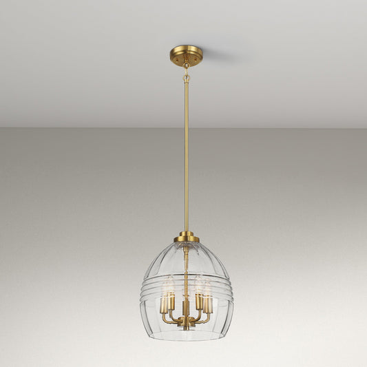 Pendant Chain Hanging Light with Clear Glass Satin Brass - okeli lights