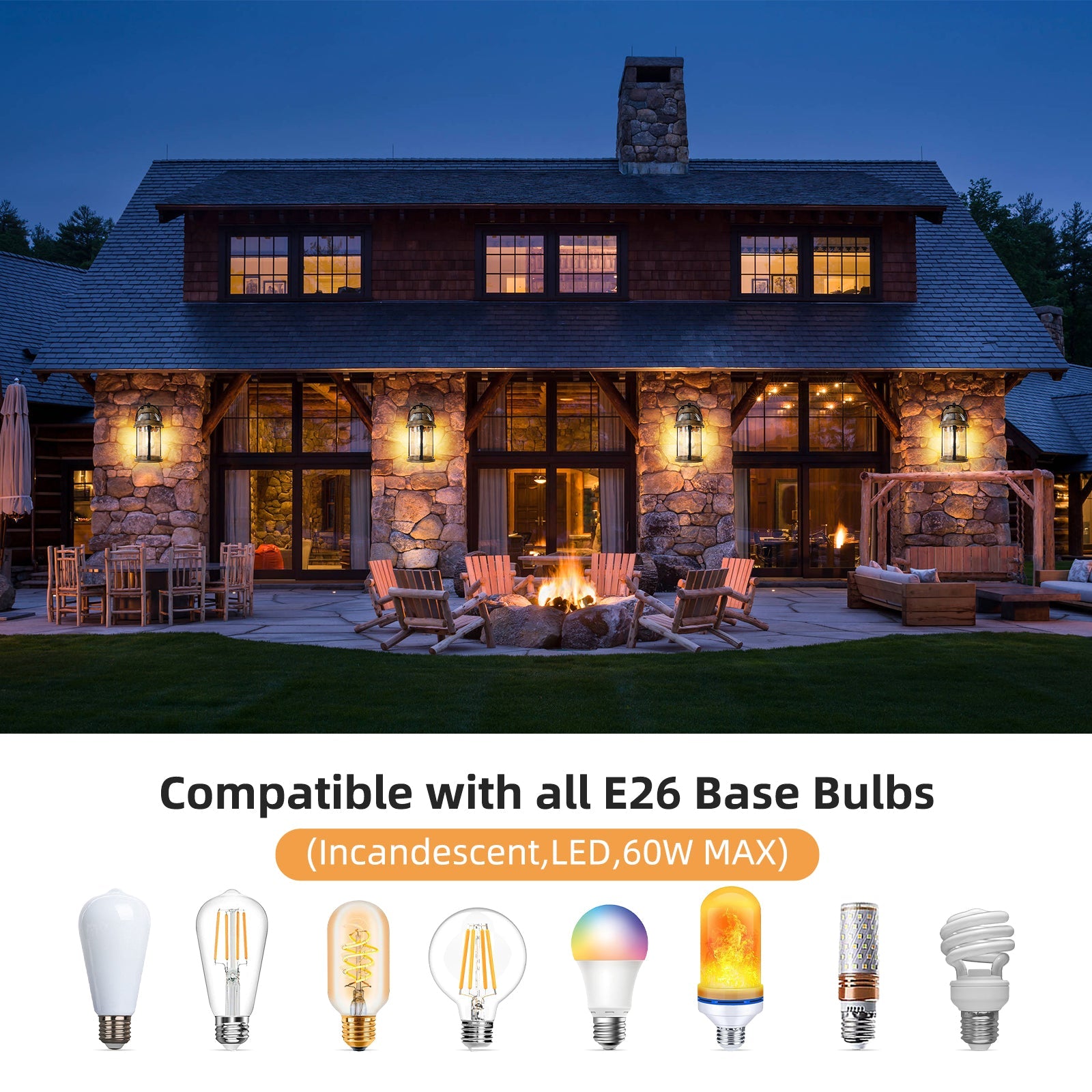 Rustic Farmhouse Wall Lanterns Dusk to Dawn Outdoor Wall Lights Waterproof Lighting Fixtures - okeli lights