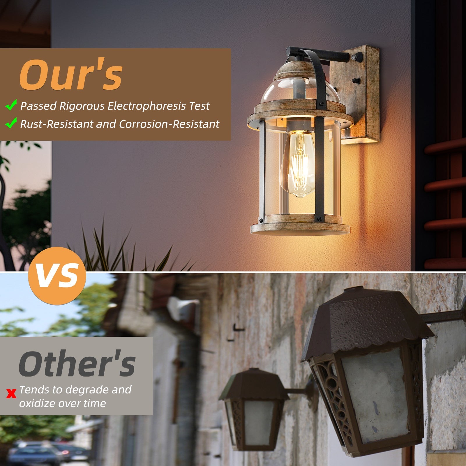 Rustic Farmhouse Wall Lanterns Dusk to Dawn Outdoor Wall Lights Waterproof Lighting Fixtures - okeli lights