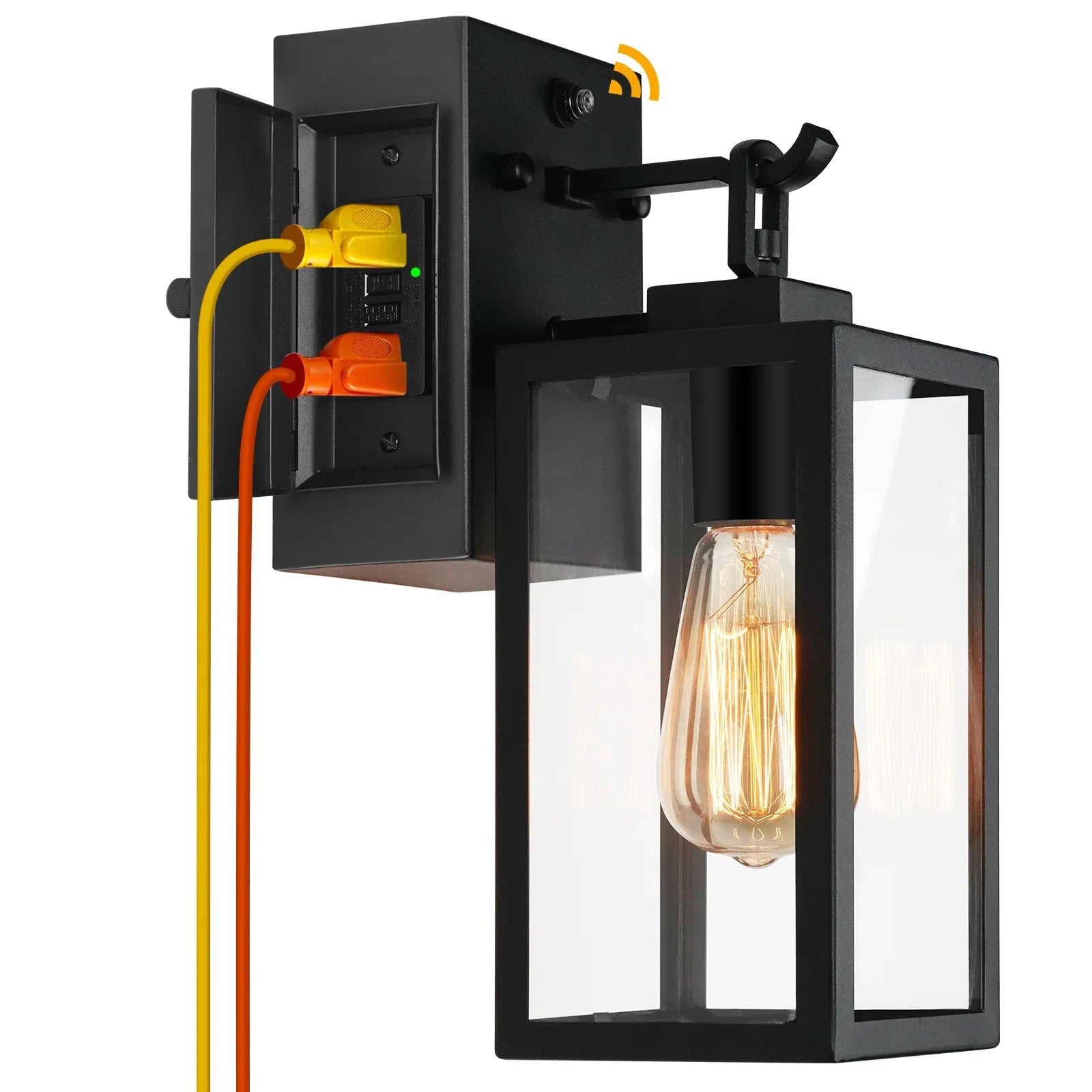 Outdoor Wall Lights 1-2-Pack Porch Lights Dusk to Dawn with GFCI Outlet - okeli lights